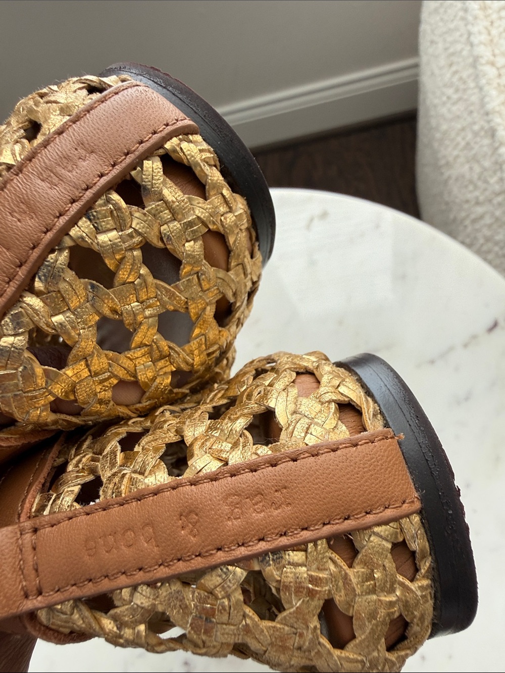 rag & bone Tan and Gold Woven Mary Jane Flats - Picture 8 of 10